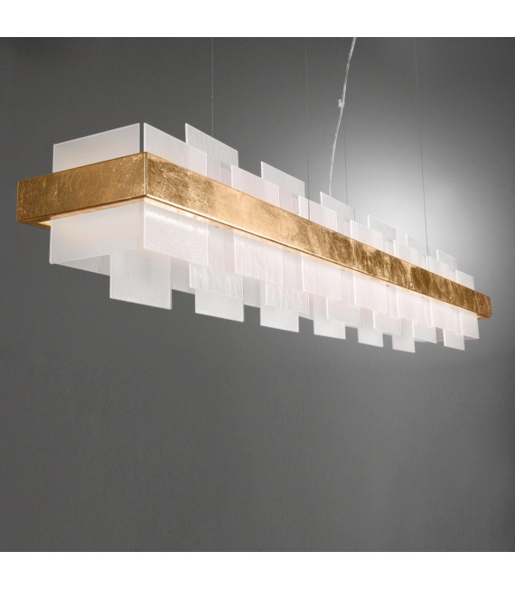 Suspension Rettangolo 1 ampoule Feuille d'or