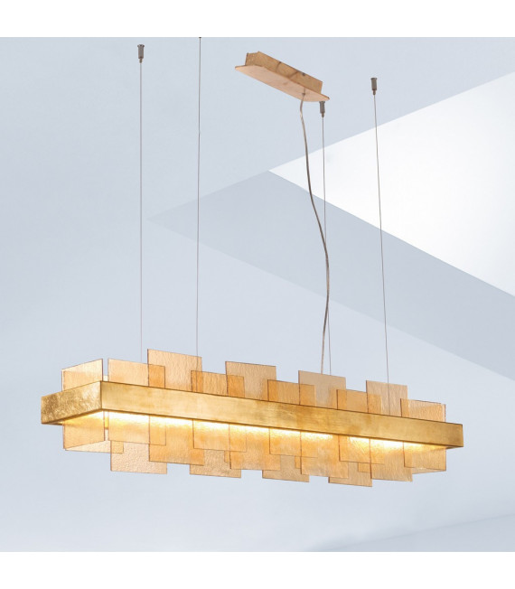 Rettangolo pendant lamp 1 bulb Gold leaf