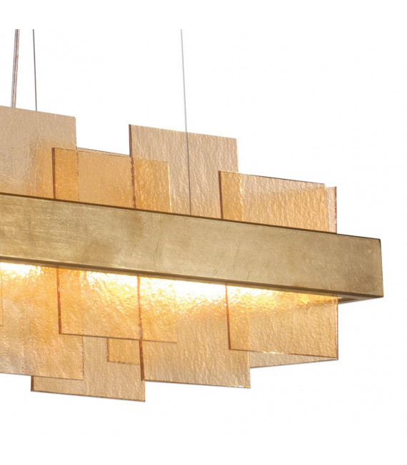 Suspension Rettangolo 1 ampoule Feuille d'or