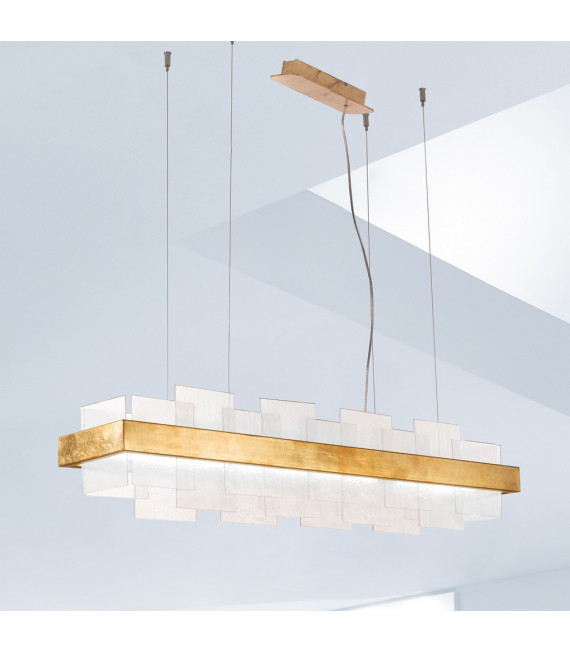 Suspension Rettangolo 1 ampoule Feuille d'or