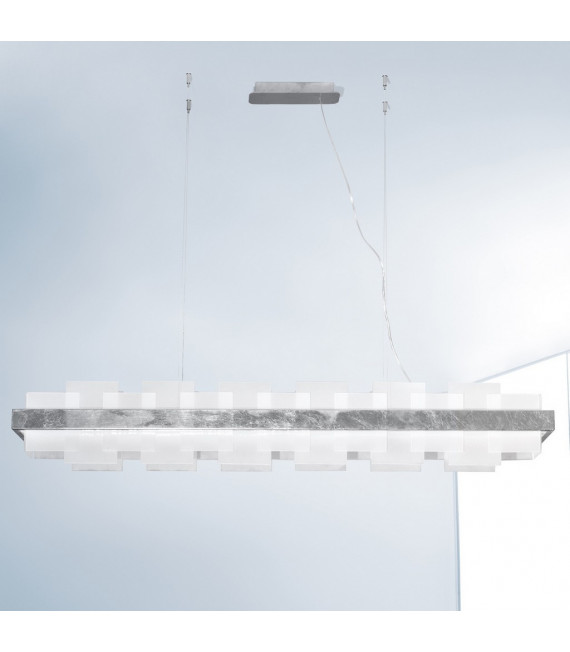 Rettangolo pendant lamp 1 bulb Silver leaf