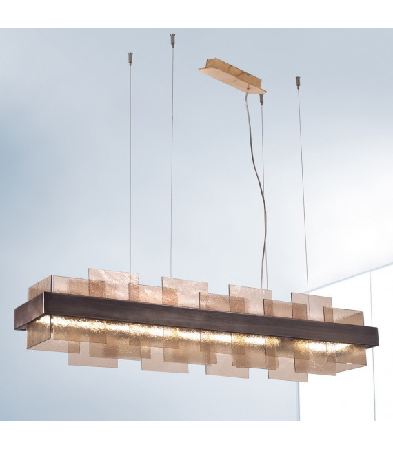 Rettangolo pendant lamp 1 bulb Brushed brown