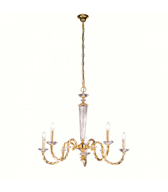 Chandelier sans abats jours Imperio 24 carats d'or 5 ampoules 70cm