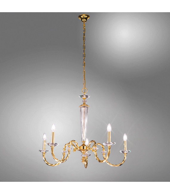 Lampadario senza paralumi Imperio Oro 24 carati 5 lampadine 70cm