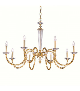 Chandelier sans abats jours Imperio 24 carats d'or 8 ampoules 75cm