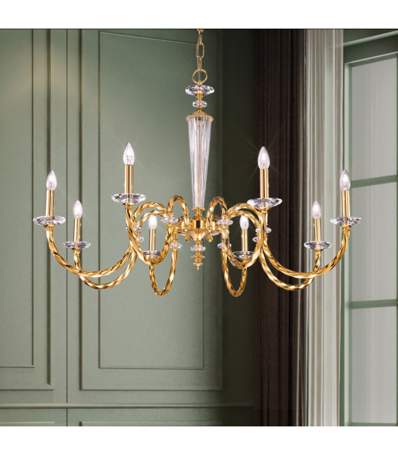 Chandelier without lampshades Imperio 24 carats gold 8 bulbs 75cm