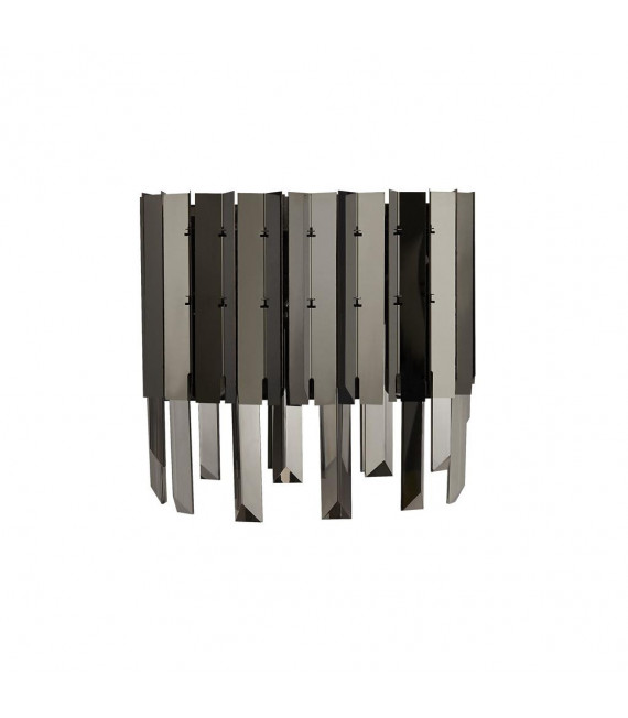 Design wall lamp Rotunda 2 bulbs Glass, stainless steel, mild steel Black chrome, Smoked