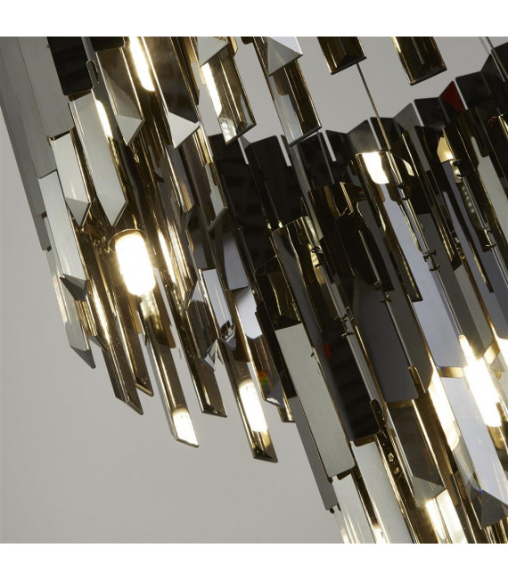 Rotunda Pendant Glass, stainless steel, mild steel Black chrome, smoked glass 9 bulbs 40cm