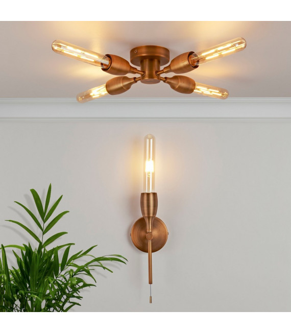 Applique murale Tubes Acier doux Bronze 1 ampoule 24cm