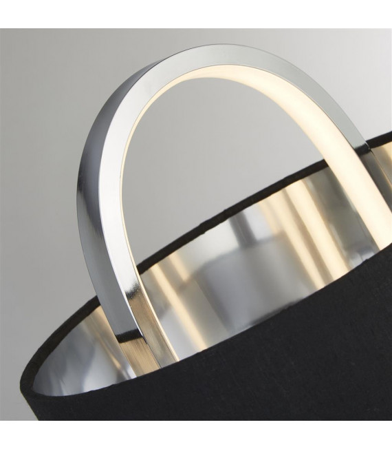 Lampada da tavolo Madrid a 1 luce Plastica, tessuto, acciaio dolce cromato, nero