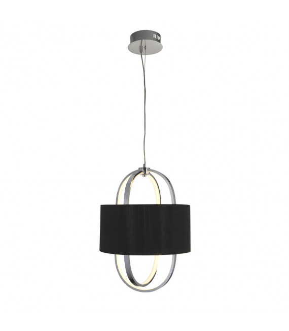 Madrid Pendelleuchte Kunststoff, Stoff, Baustahl Chrom, Weiß, Schwarz 1 Glühbirne 54cm