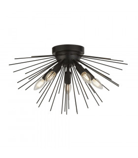 Plafoniera Sputnik Acciaio dolce Nero opaco 5 lampadine 30cm