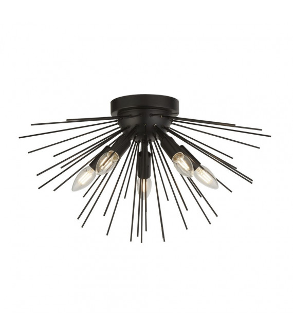 Plafonnier Sputnik Acier doux Noir mat 5 ampoules 30cm