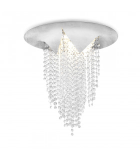 Plafoniera design in ghisa 4 lampadine argento