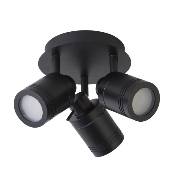 Plafón Spot Samson Acrílico, plástico, acero inoxidable, acero dulce Negro mate 3 bombillas 16cm
