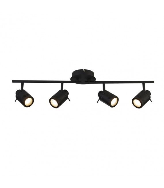 Barre de spots Samson Acrylique,plastique,acier inoxydable,acier doux Noir mat 4 ampoules 19,5cm
