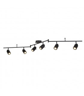 Samson spotlight bar Acrylic, plastic, stainless steel, mild steel Matte black 6 bulbs 19.5cm