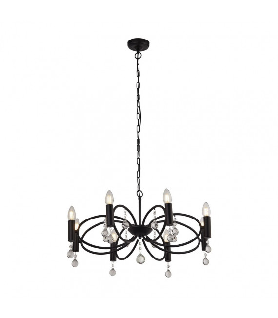 Pendente Infinity Acciaio dolce Nero opaco 8 lampadine 32cm