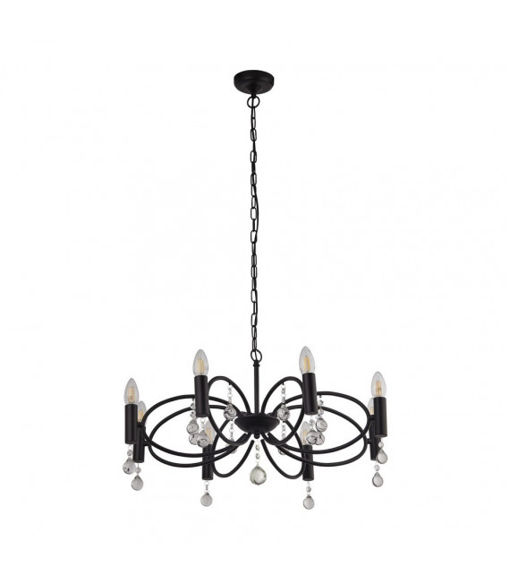 Pendente Infinity Acciaio dolce Nero opaco 8 lampadine 32cm