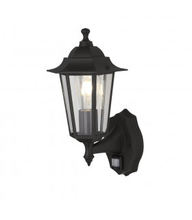 Lampada da giardino con sensore Alex Glass, stampata nero opaco, trasparente 1 lampadina 37cm