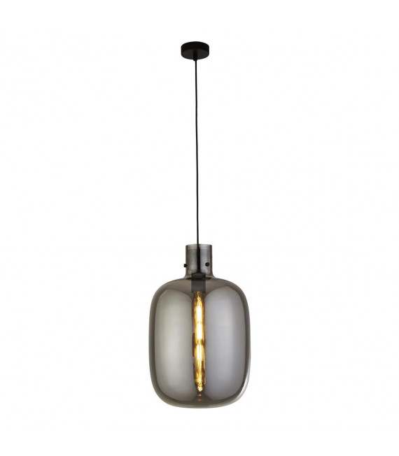 Barril colgante Vidrio, acero dulce Vidrio negro, ahumado 1 bombilla 48,5 cm