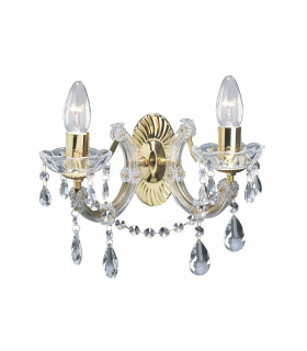 Wall light Marie Therese Glass crystal Polished brass 2 bulbs 20cm