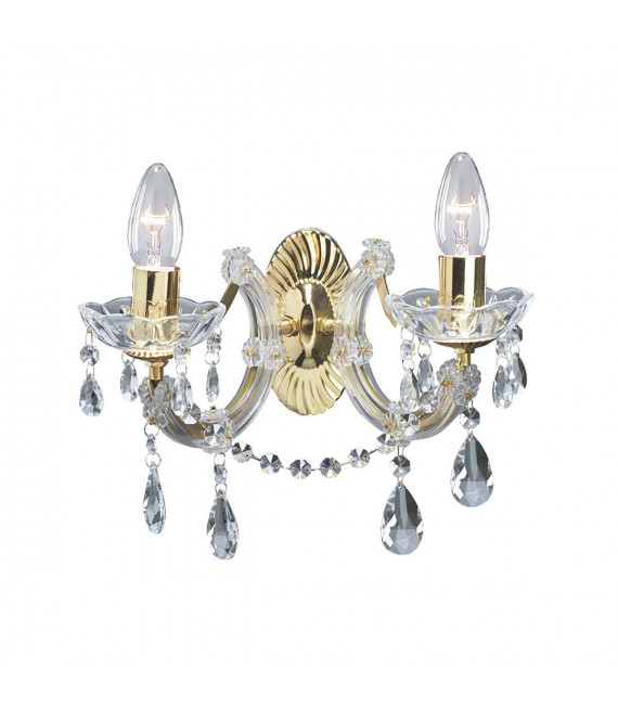 Wall light Marie Therese Glass crystal Polished brass 2 bulbs 20cm