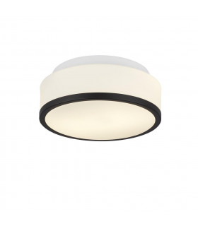 Bathroom ceiling light Cheese Glass, mild steel white black 2 bulbs 9.5cm