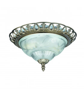 Plafoniera a filo Ottone antico 2 lampadine 17cm