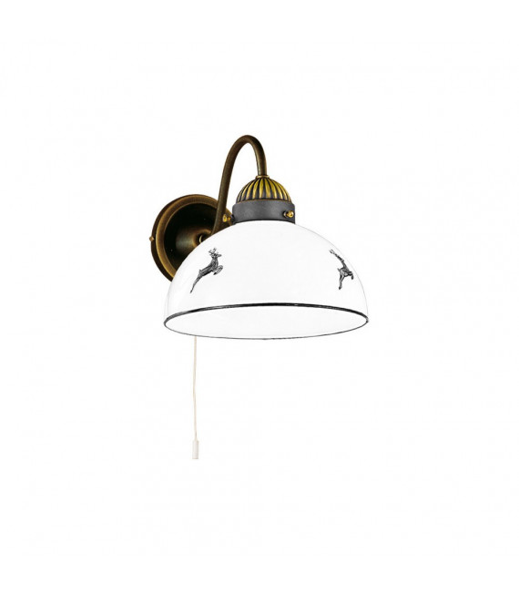 Lampe mit Lampenschirm Nonna Messing Antik 1 Glühbirne 20cm