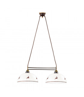 Suspension Nonna Laiton antique mat 2 ampoules 25cm