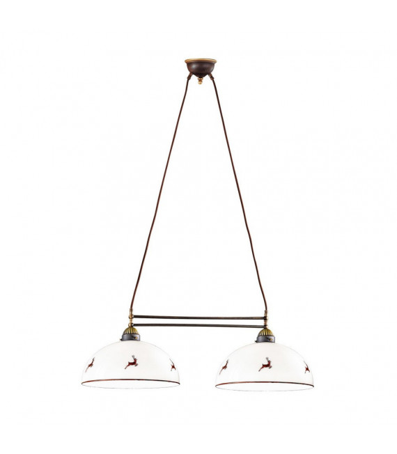 Suspension Nonna Laiton antique mat 2 ampoules 25cm