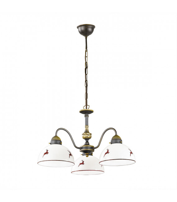 Suspension Nonna Laiton antique 3 ampoules 30cm