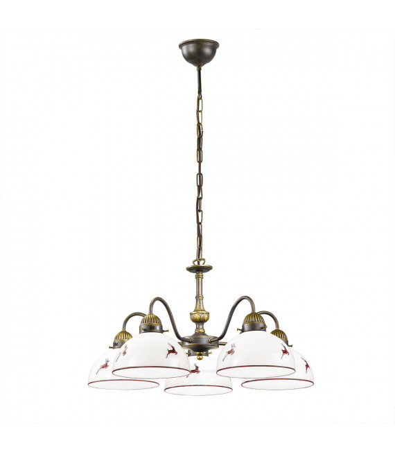 Lampada a sospensione Nonna Ottone antico 5 lampadine 35cm
