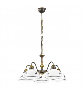 Lampada a sospensione Nonna Ottone antico 5 lampadine 35cm