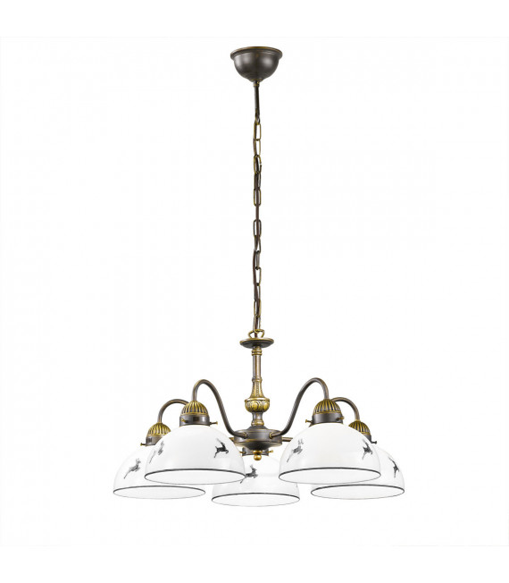 Lampada a sospensione Nonna Ottone antico 5 lampadine 35cm