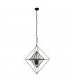 Diamond pendant Mild steel Black 3 bulbs 58cm