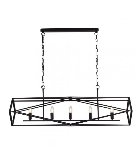 Suspension Chassis Acier doux Noir mat 5 ampoules 38cm