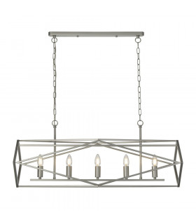 Chassis-Pendelleuchte Baustahl Satinsilber 5-flammig 38cm