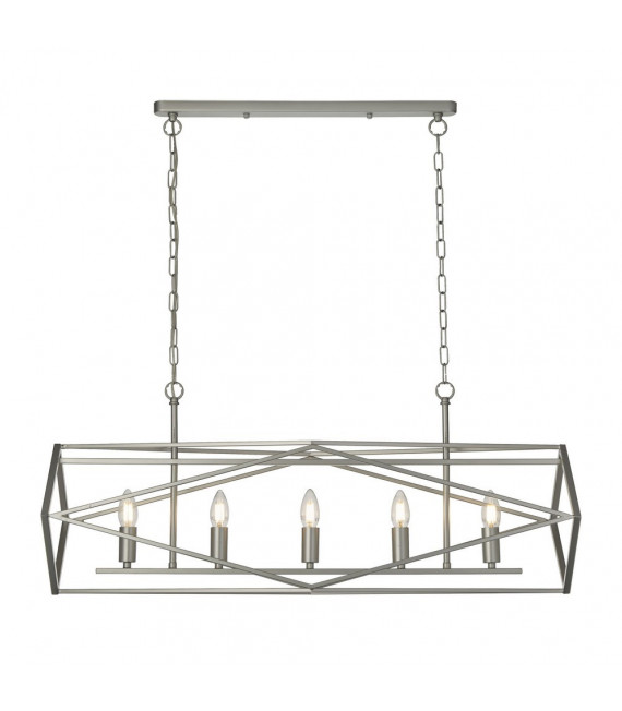 Suspension Chassis Acier doux Argent satiné 5 ampoules 38cm