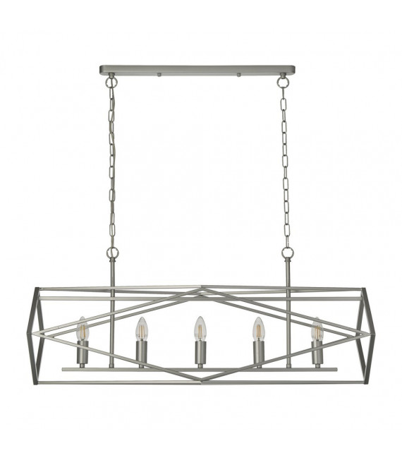 Chassis-Pendelleuchte Baustahl Satinsilber 5-flammig 38cm