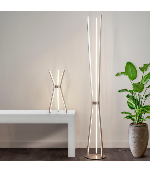 Lampada da tavolo treppiede Alluminio nichel satinato 3 lampadine 53cm