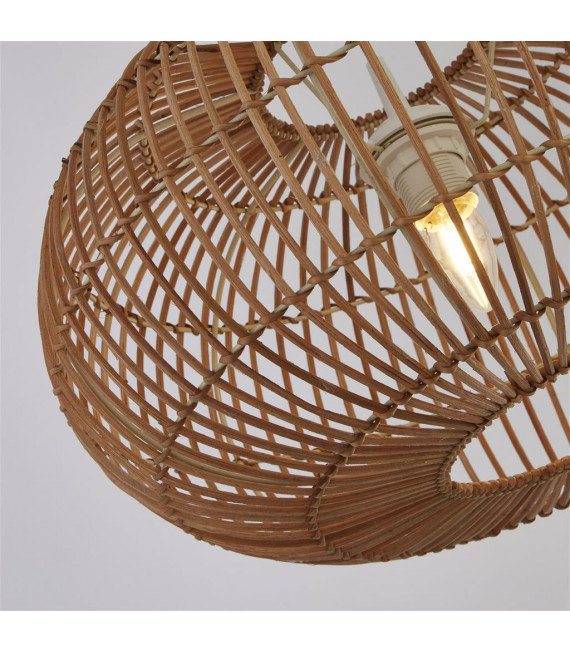 Suspension Bali Acier,rotin Naturel 1 ampoule 26cm