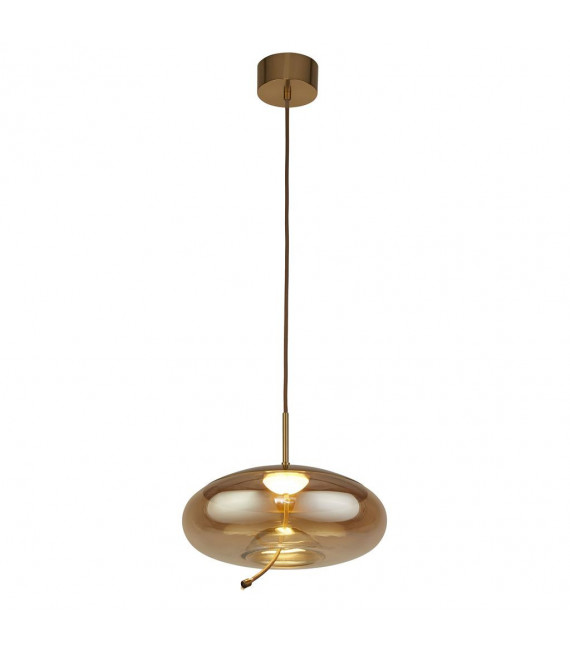 Lisbon Pendant Glass, mild steel Satin brass, Amber glass 1 bulb 30cm