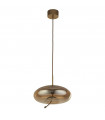 Suspension Lisbon Verre,acier doux Laiton satiné,Verre ambré 1 ampoule 30cm