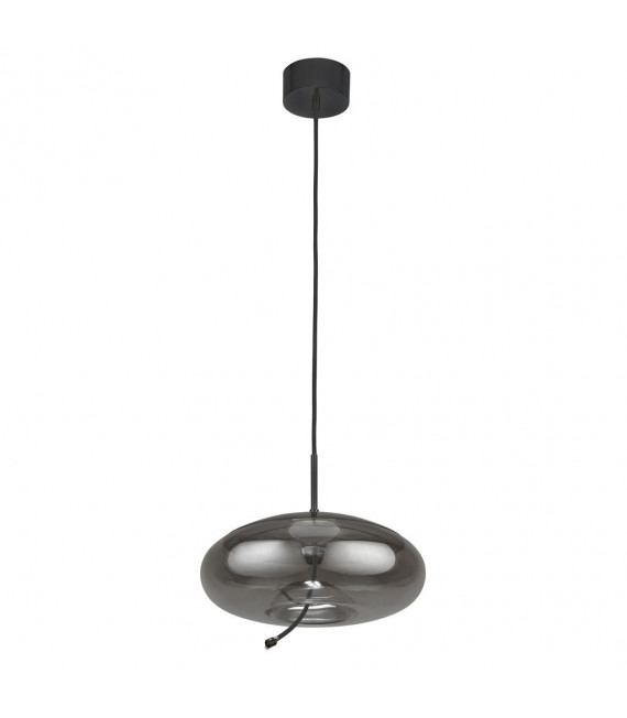 Lisbon Pendelleuchte Glas, Baustahl Schwarzes Glas, geräuchert 1 Glühbirne 30cm