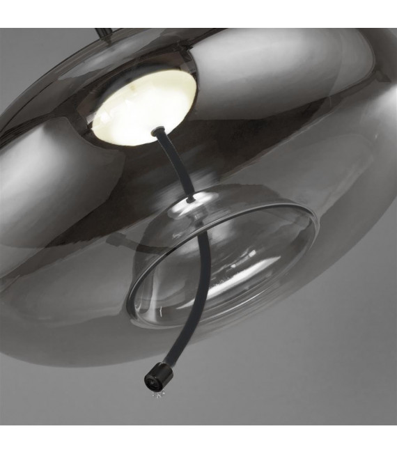Suspension Lisbon Verre,acier doux Verre noir,fumé 1 ampoule 30cm