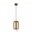 Suspension Lisbon Verre,acier doux Laiton satiné,Verre ambré 1 ampoule 43cm