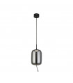 Suspension Lisbon Verre,acier doux Noir,verre fumé 1 ampoule 43cm