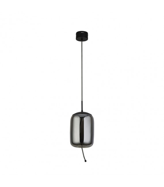 Suspension Lisbon Verre,acier doux Noir,verre fumé 1 ampoule 43cm